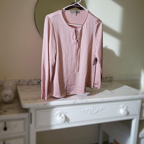 NWT Size PS Pink Long Sleeve Kasper Top with twist tie - Picture 1 of 7